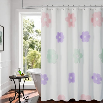 Rideau de douche touffeté à fleurs
