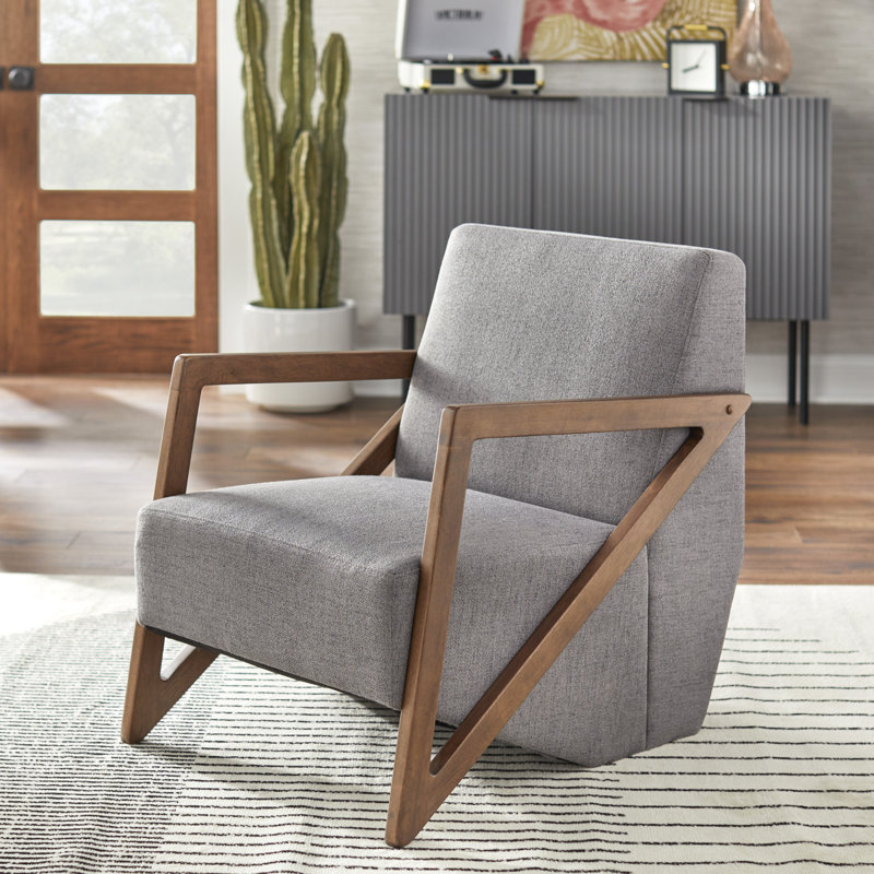 Parkhurst Upholstered Armchair, Gray Polyester