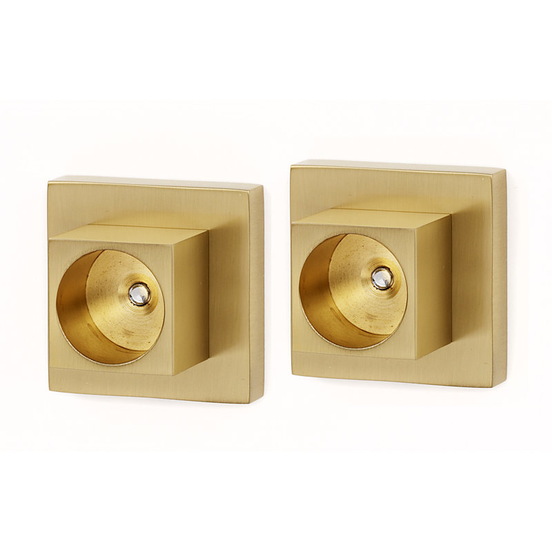 Satin Brass Modern Shower Rod Brackets Set of 2