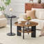 Ensemble de 2 tables basses et tables d'appoint rondes, formation de vide en PVC, table basse de 31,5 po avec rangement et table d'appoint de 15 po, ensemble simple, idéal pour le salon et la chambre à coucher.