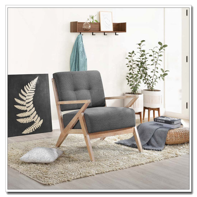 Fauteuil d'appoint capitonné avec finition noyer antique, Sable
