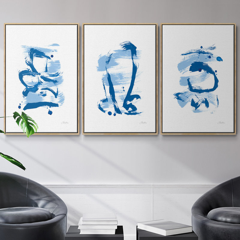 «Blue Breeze I», ensemble de 3 reproductions de photos sur toiles, Naturel, H 40 po x l 78 po