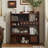 Nut-brown+Black Solid + Manufactured Wood+Glass Display Cases