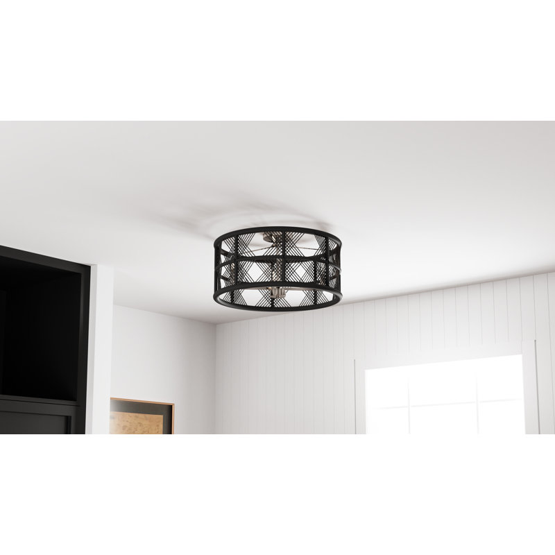 Axford 5-Light Semi-Flush Mount, Nickel, Black