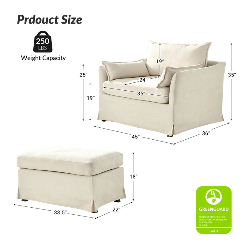 Fauteuil à housse avec roues et repose-pieds Cario, Polyester ivoire