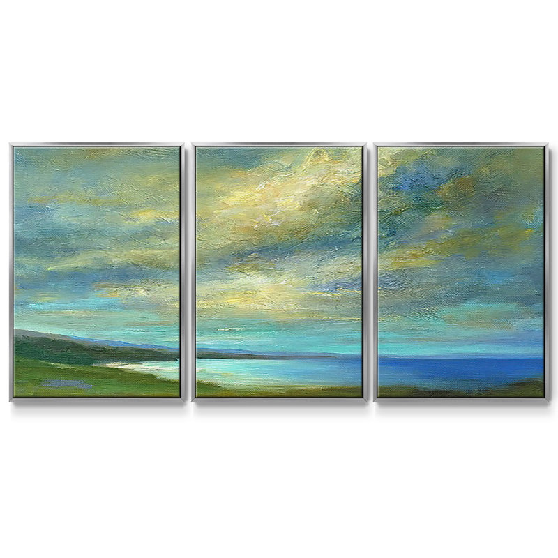 Coastal Views I 3 pièces, Argent, H 40 po x l 78 po x P 2 po