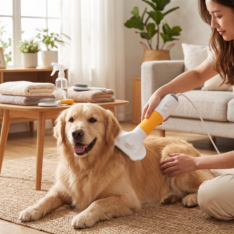 Cat Brush For Cats & Dogs Pet Grooming Hair Brush With Pins, Pet Hair Dryer, Yellow