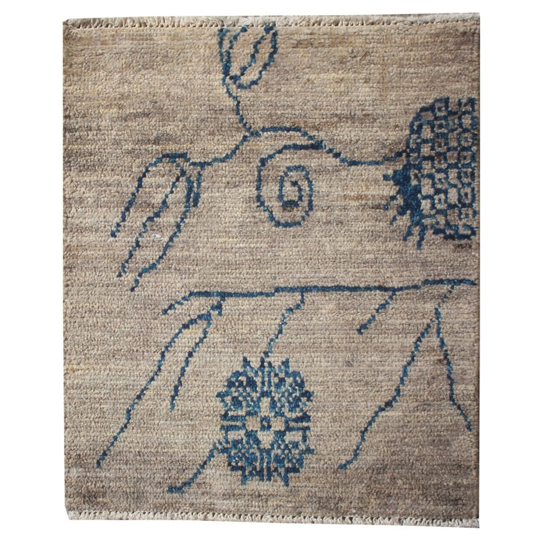 Geometric Hand Knotted 54cm X 64cm Area Rug