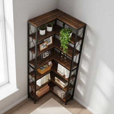 78.7" Tall Bookshelf 7-Tier Industrial Display Shelf Corner Shelf