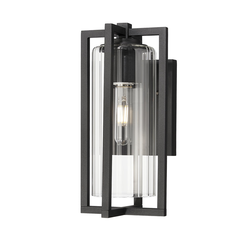 Applique murale d'extérieur 1 lumière Stockton en noir, H 12,75 po x l 6 po x P 7,25 po