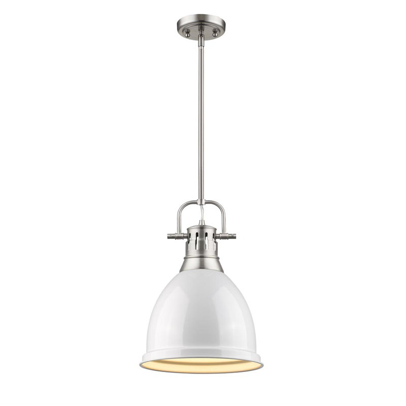 Luminaire suspendu unique / remarquable à 1 lumière Ruthie sans accents de matériau secondaire ou d'accent, Blanc, Étain