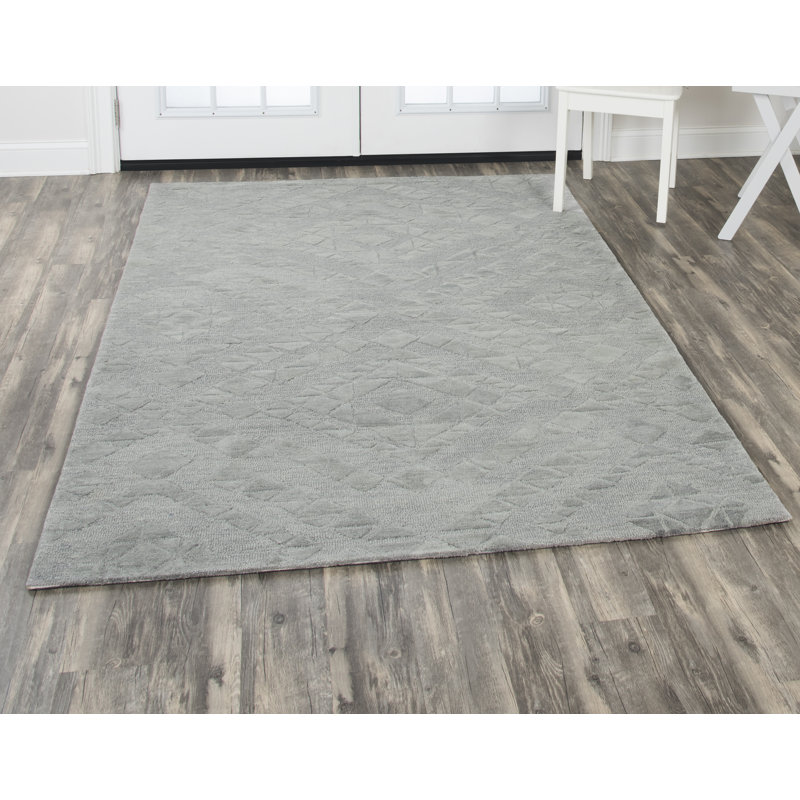 Tapis de zone gris en laine touffeté à la main Phan, Rectangle 8 pi x 10 pi