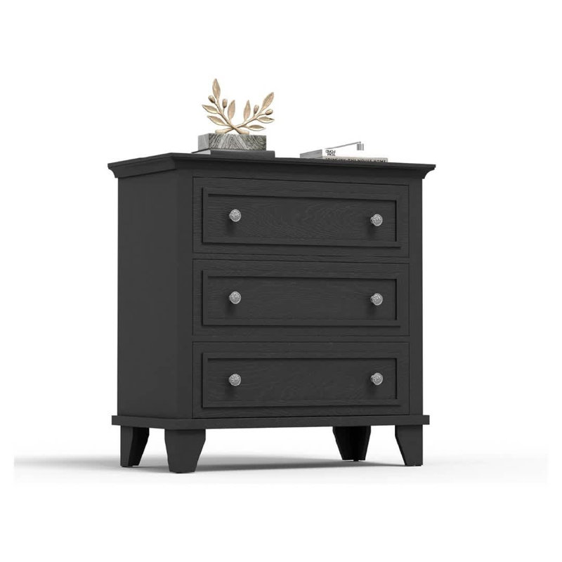 Commode 3 tiroirs avec tiroirs en bois et poignées en métal