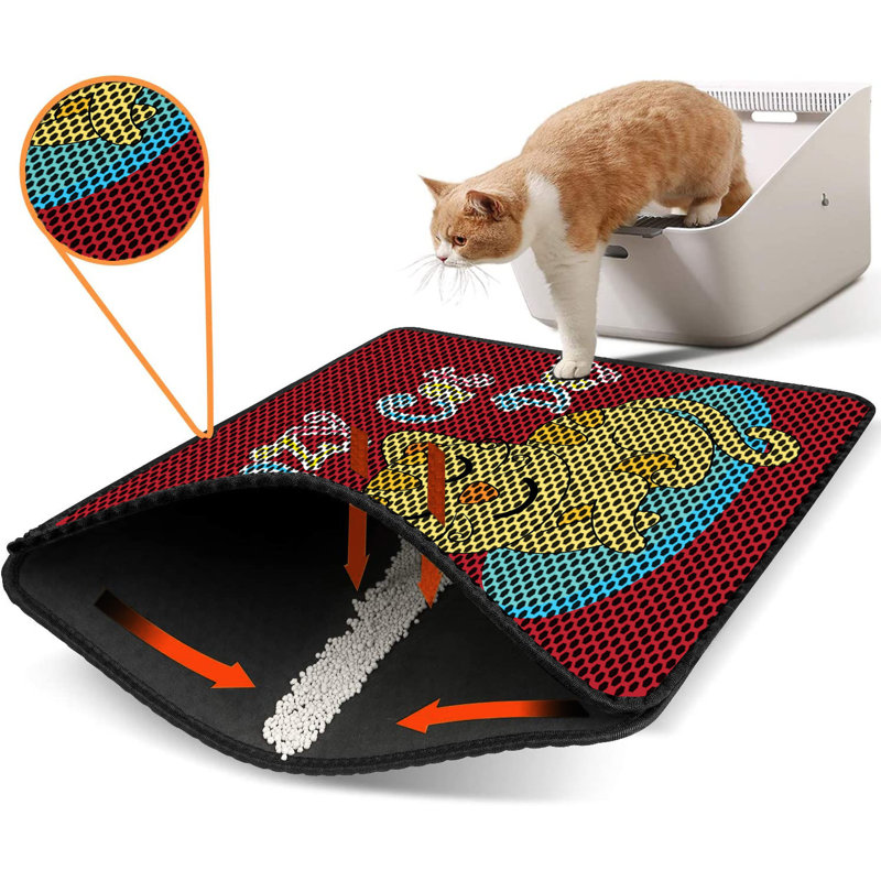 Tapis pour litière de qualité supérieure, 18 po x 24 po | 50% PVC / 50% polyester, lavable à la machine et passer l'aspirateur | Conception durable et facile à nettoyer pour les propriétaires d'animaux de compagnie | Protégez vos planchers des dég