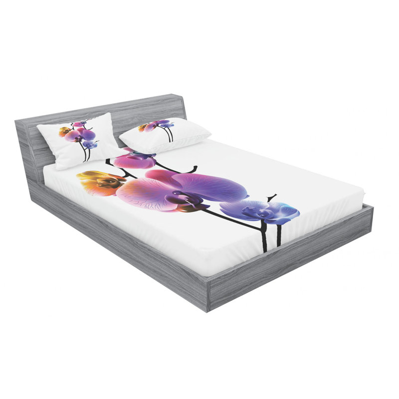 Ensemble de draps orchidées, Ensemble de drap pour grand lit avec drap-housse