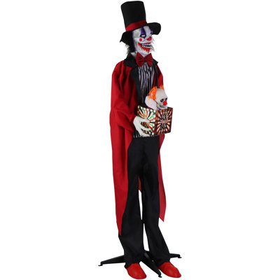 Clown de cirque effrayant Haunted Hill Farm Clown debout et crâne parlant clown dans une boîte d'Halloween
