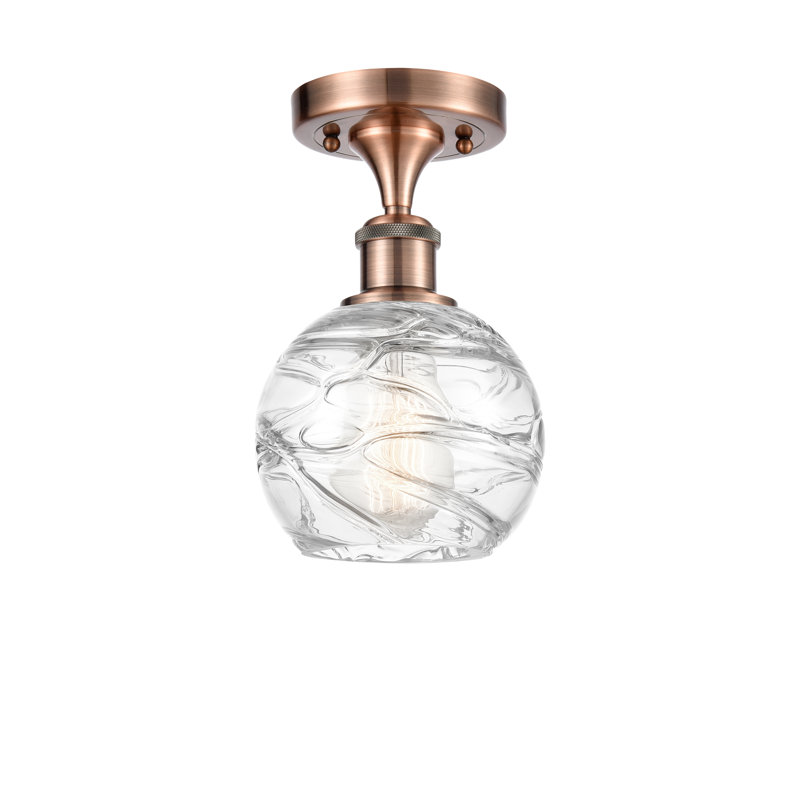 Plafonnier semi-encastré 1 lumière 8 po Anie, Cuivre antique, Ampoule DEL 6 watts Vinage, H 11 po x l 6 po x P 6 po
