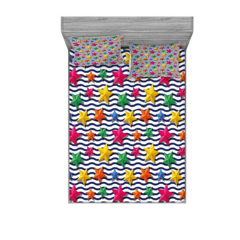 Microfiber Chevron Sheet Set, Queen Sheet Set with Fitted Sheet