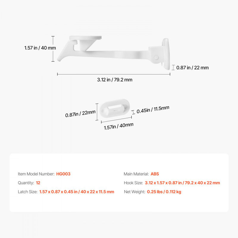 Cabinet Latch Locks, 12 Pack Child Safety Cabinet Locks, No Drilling or Tools Required Adhesive Cabinet Latch, Invisible Baby Proofing Child Proof Cabinet Locks for Drawers and Cabinets, White