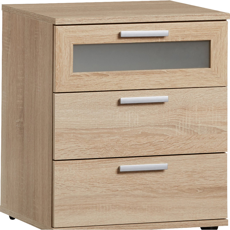 Ahart 45cm W Manufactured Wood Bedside Table, Oak