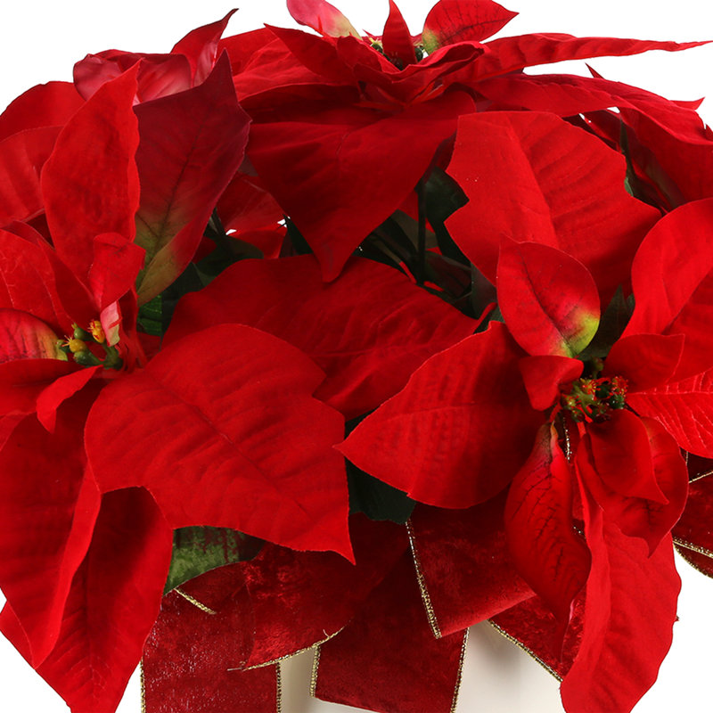 Poinsettia Holiday Floral in Fiberstone Pot