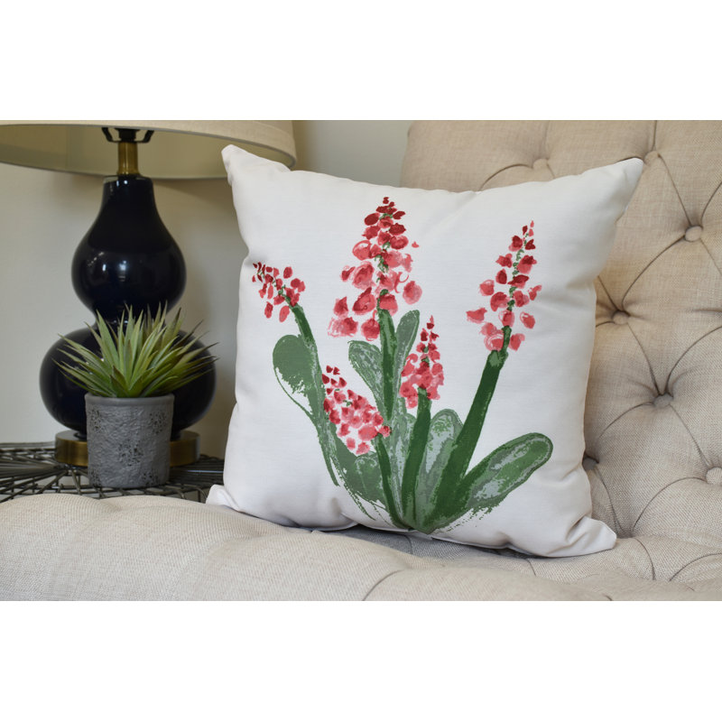 Farmers Market Bell Outdoor Square Pillow Cover and Insert, 16" x 16", Red