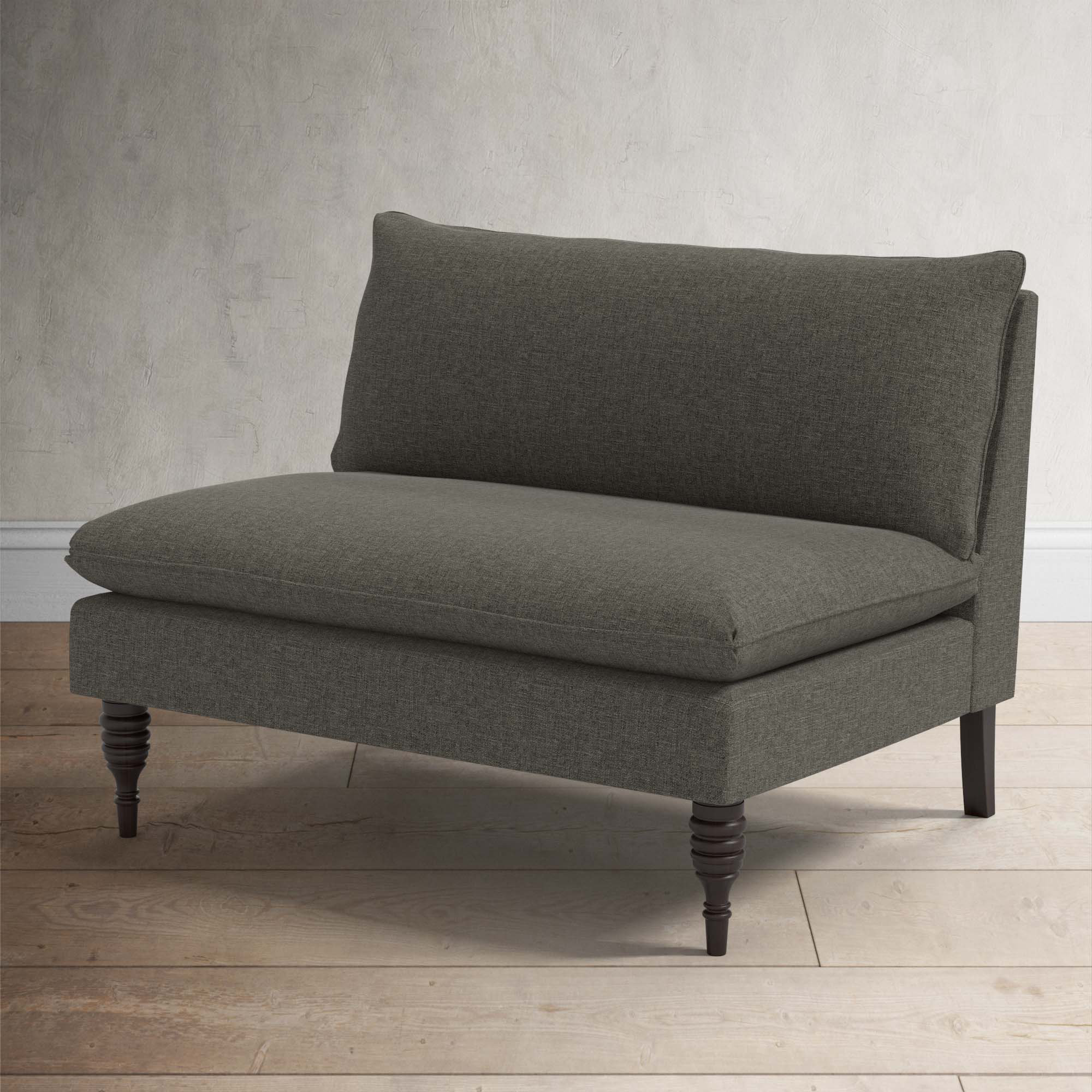 Varick 47'' Upholstered Settee, Zuma Charcoal Textured Linen
