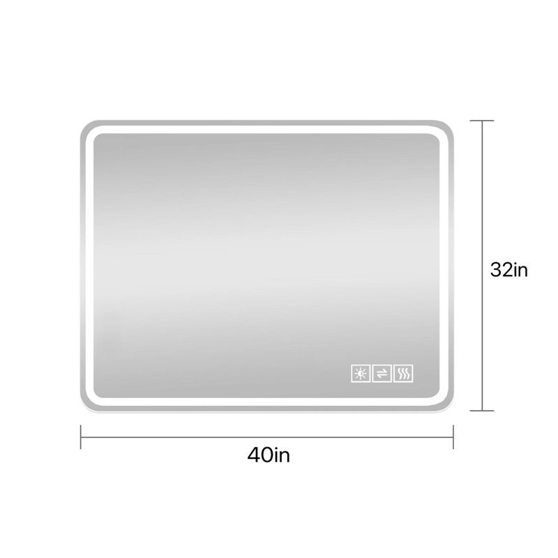 Miroir de salle de bain Led, 31,87 po x 40,42 po
