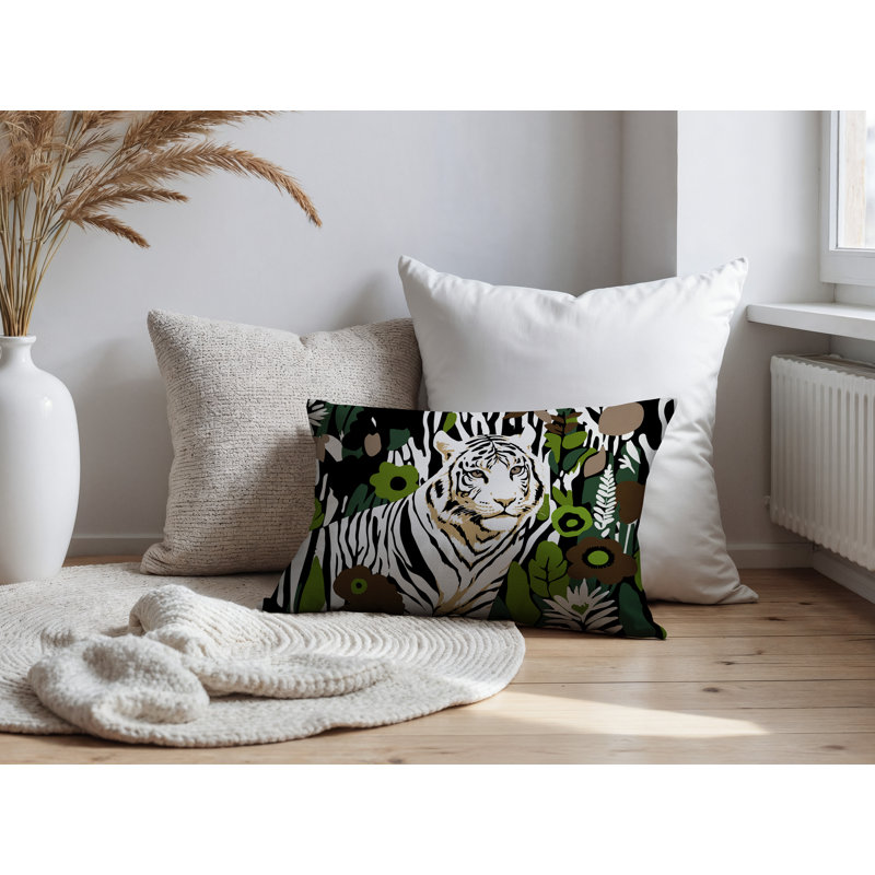Oreiller rectangulaire réversible intérieur / extérieur Wilo Tiger, Noir, H 25 po x l 18 po