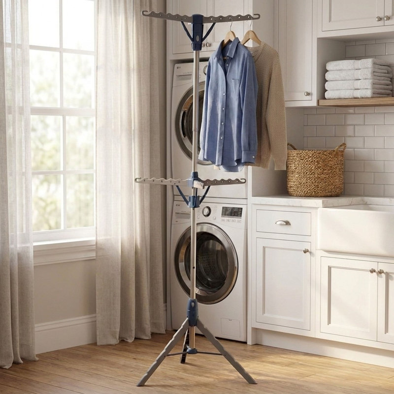 Michiah Foldable Tripod Drying Rack, Blue