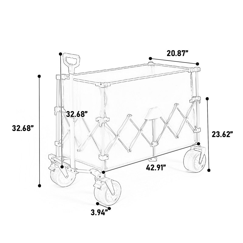 Chariot de jardin pliant en wagon avec capacité supplémentaire de 300 L et poignée à rotation automatique, Vert