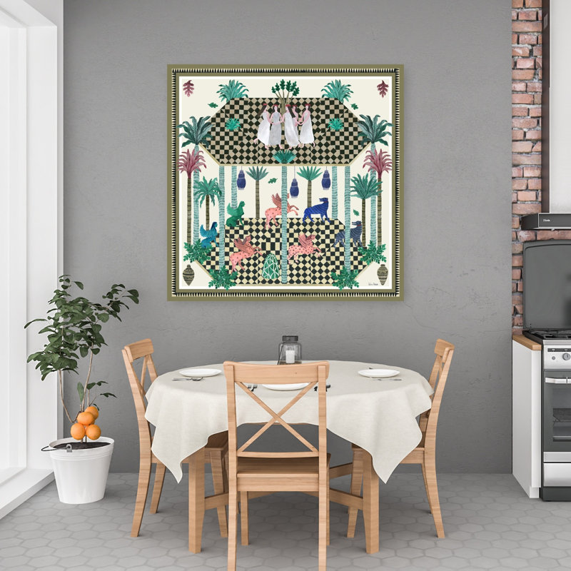 Dancing Muses Contemporary Palm Tree Architecture Wall Art Print 1 Piece Wrapped Canvas Wall Art, 121.92cm H x 121.92cm W