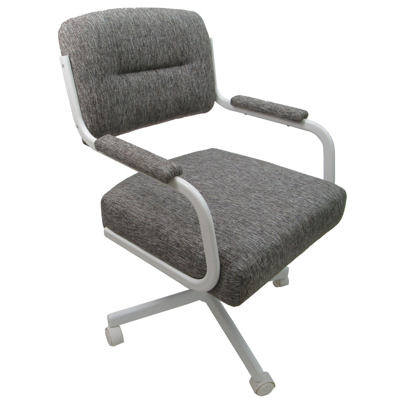 Huriyyah Upholstered Metal Armchair, Light Gray, White