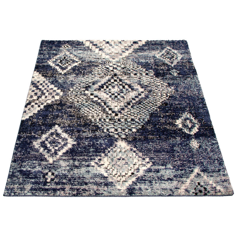 Tapis bleu foncé/beige Widener