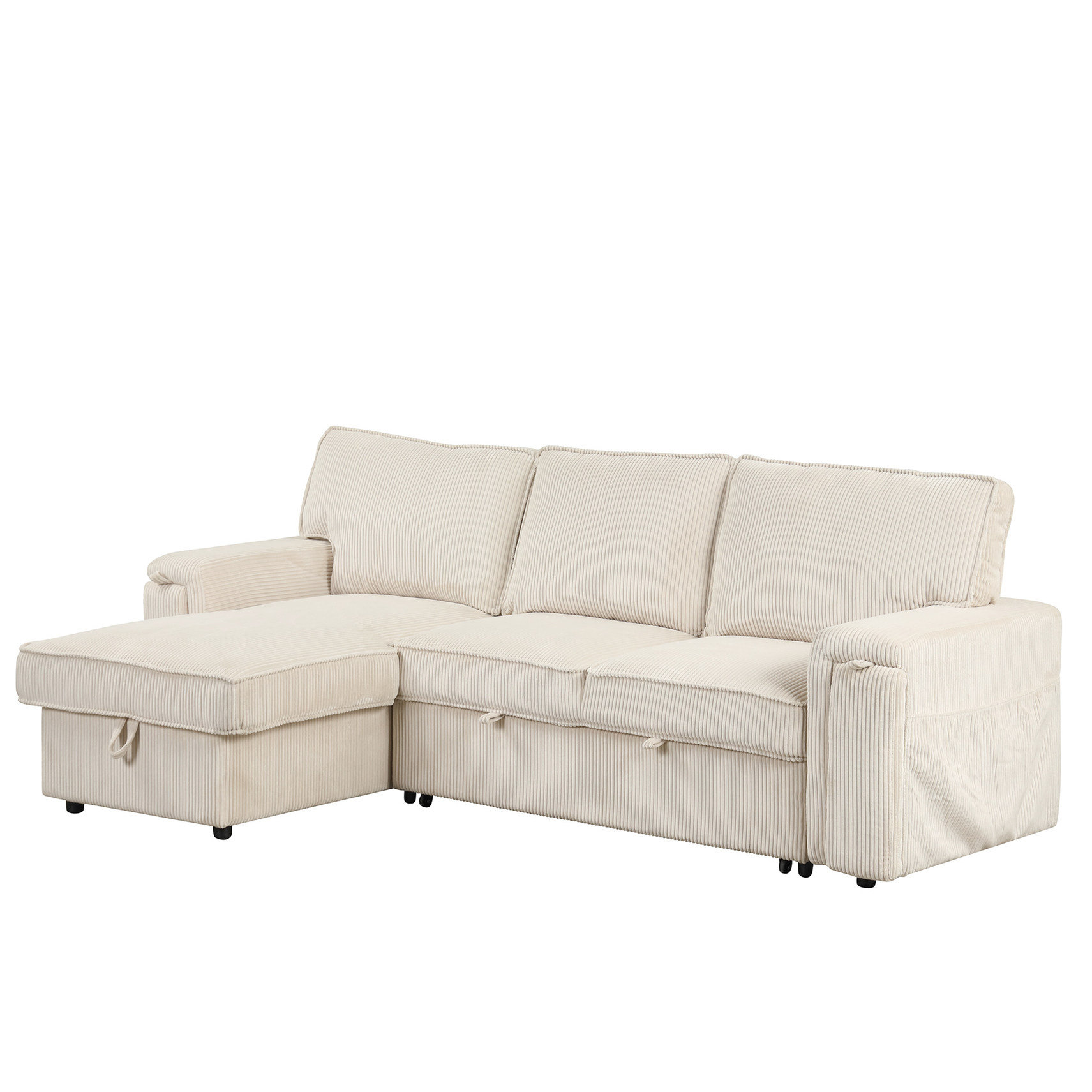 Latitude Run® Spacious Gray Sleeper Sectional With Storage Solutions ...