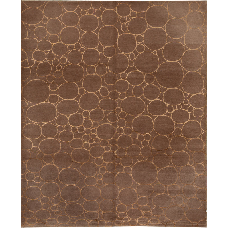 Wool Polka Dots Area Rug in Brown