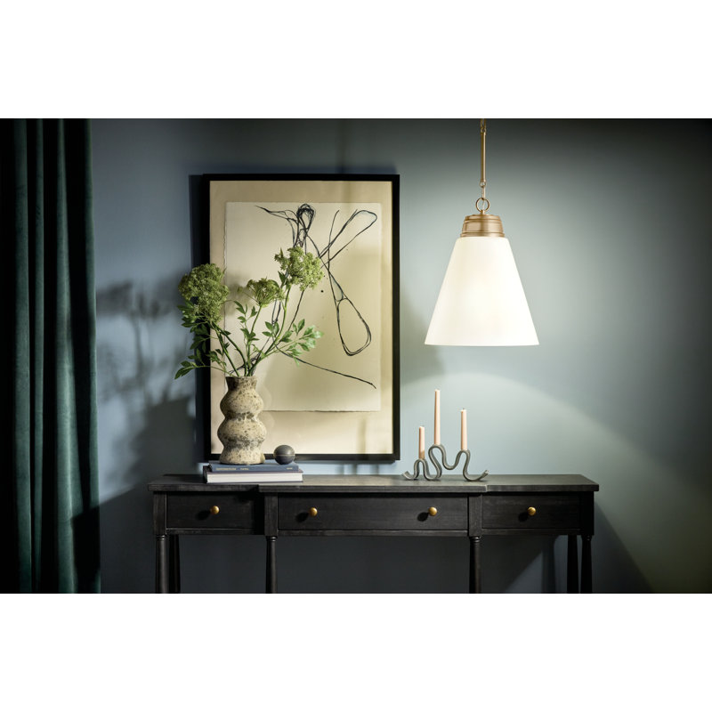 Champagne Bronze Medium Pendant with Opal Glass Shade