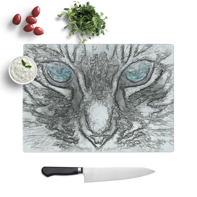 Tempered Glass Bright Cat Eyes Chopping Board