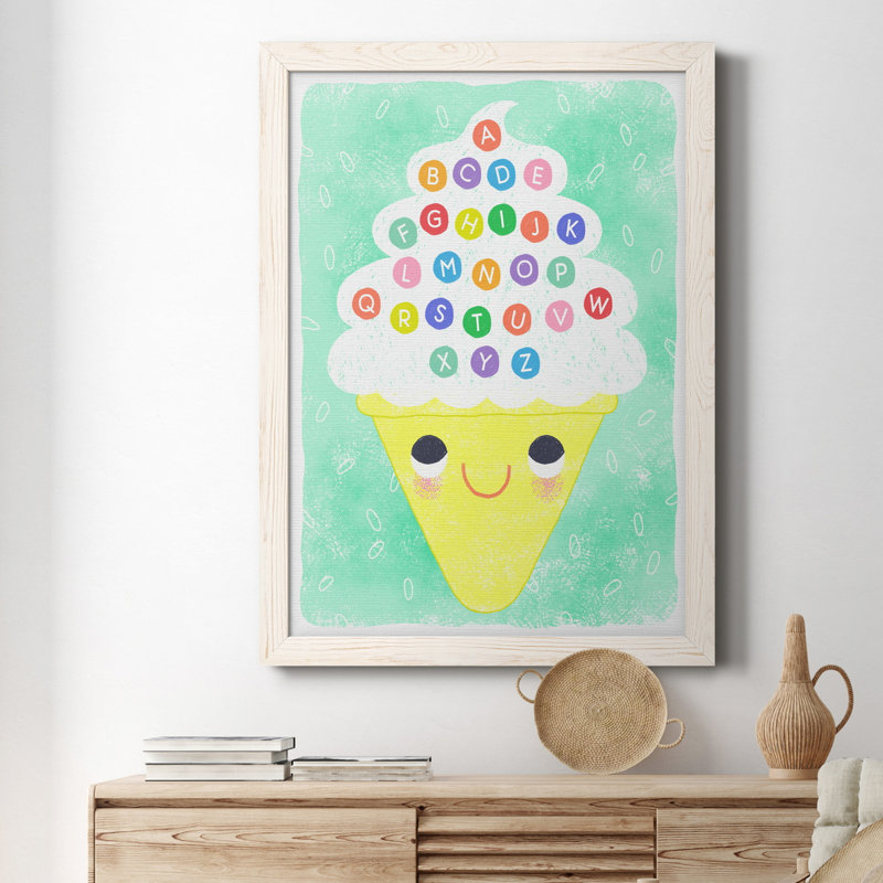 Ice Cream Alphabet - cadre photo, impression sur toile, H 24 po x l 18 po x P 1,5 po, Blanc