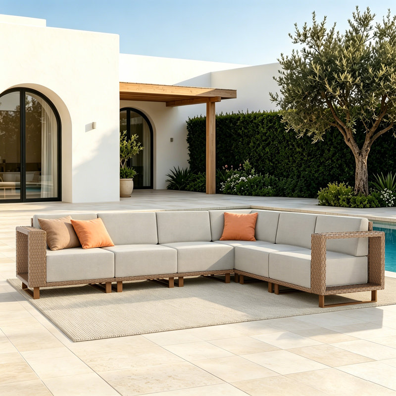 6-Person Modular Wicker Patio Sectional