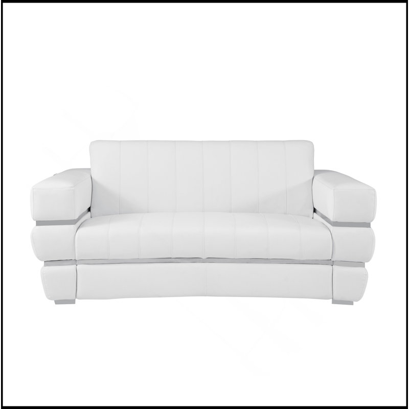 Causeuse en cuir italien Global United, Blanc