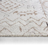 Hand Knotted Wool Area Rug in Cream/Brown