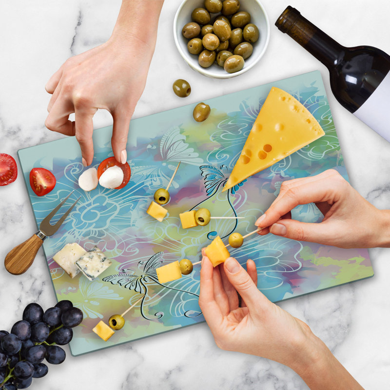 Ambesonne Romantic Cutting Board Large Size Colored Brushstroke Multicolor