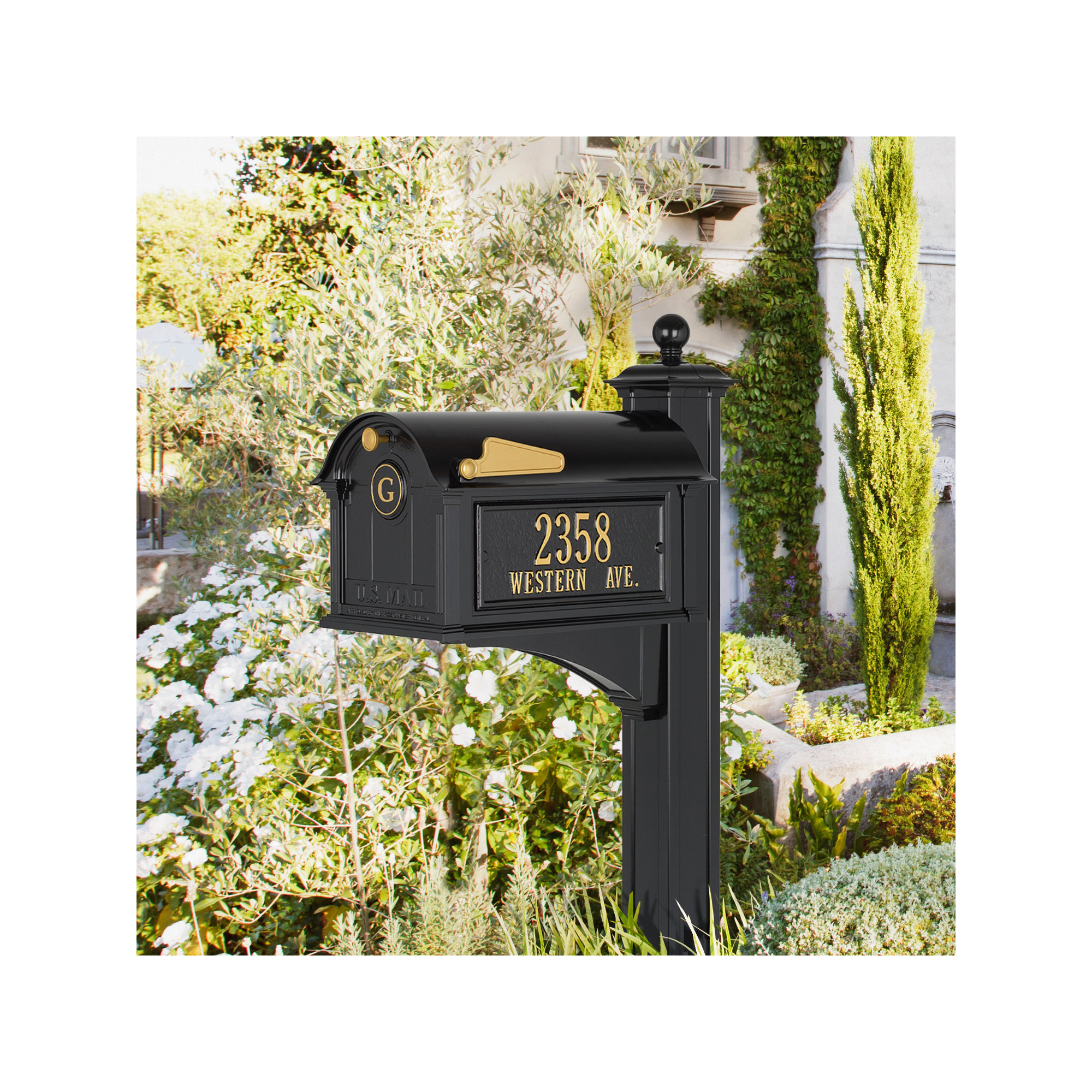 Balmoral Post Mounted Mailbox, Black, Yes