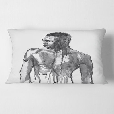 Portrait d'un homme africain beau sur une housse de coussin rectangulaire et un insert