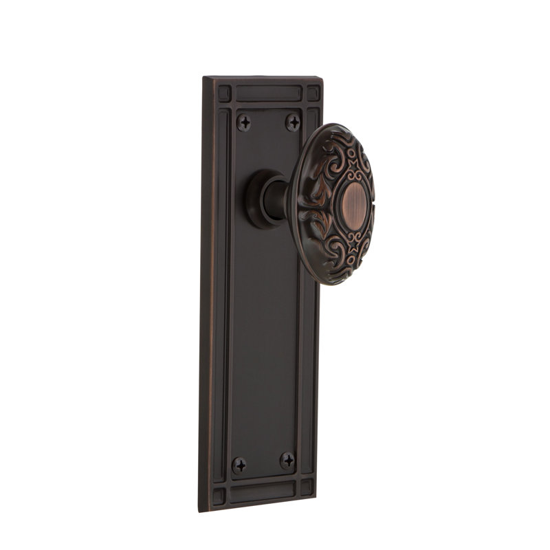 Plaque de mission avec bouton de porte victorien, Bronze intemporel