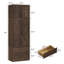 Armoire-penderie de 239 cm de haut avec 2 portes, éclairage DEL à détecteur de mouvement, 2 tiroirs et portes coulissantes de style grange. Meuble de rangement en bois avec compartiment supérieur. Parfait pour la chambre à coucher. Couleur : marron.-326746182-326746183