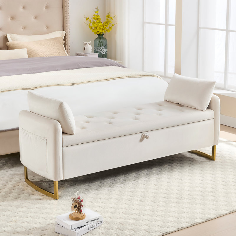 Banc de repose-pieds multifonctionnel pour la chambre à coucher, le salon et le vestibule, Beige
