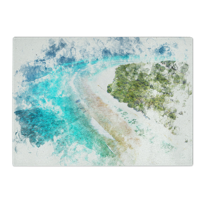 Tempered Glass Maldives Beach Chopping Board, 20 cm x 28.5 cm