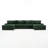 6 - Piece Upholstered Green Faux Rabbit Fur Flannel Modular Sectional Sofa with Throw Pillows & Removable Ottomans-1911773211